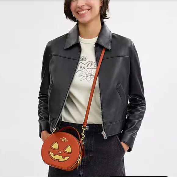 Canteen Crossbody Bag With Halloween Pumpkin Jack-o’-lantern Print Purse - Picture 10 of 14